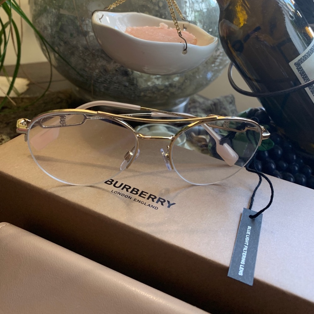 ๐ฅSOLD๐ฅAuthentic BURBERRY 51mm half rim logo Metal optical glasses - Picture 5 of 15